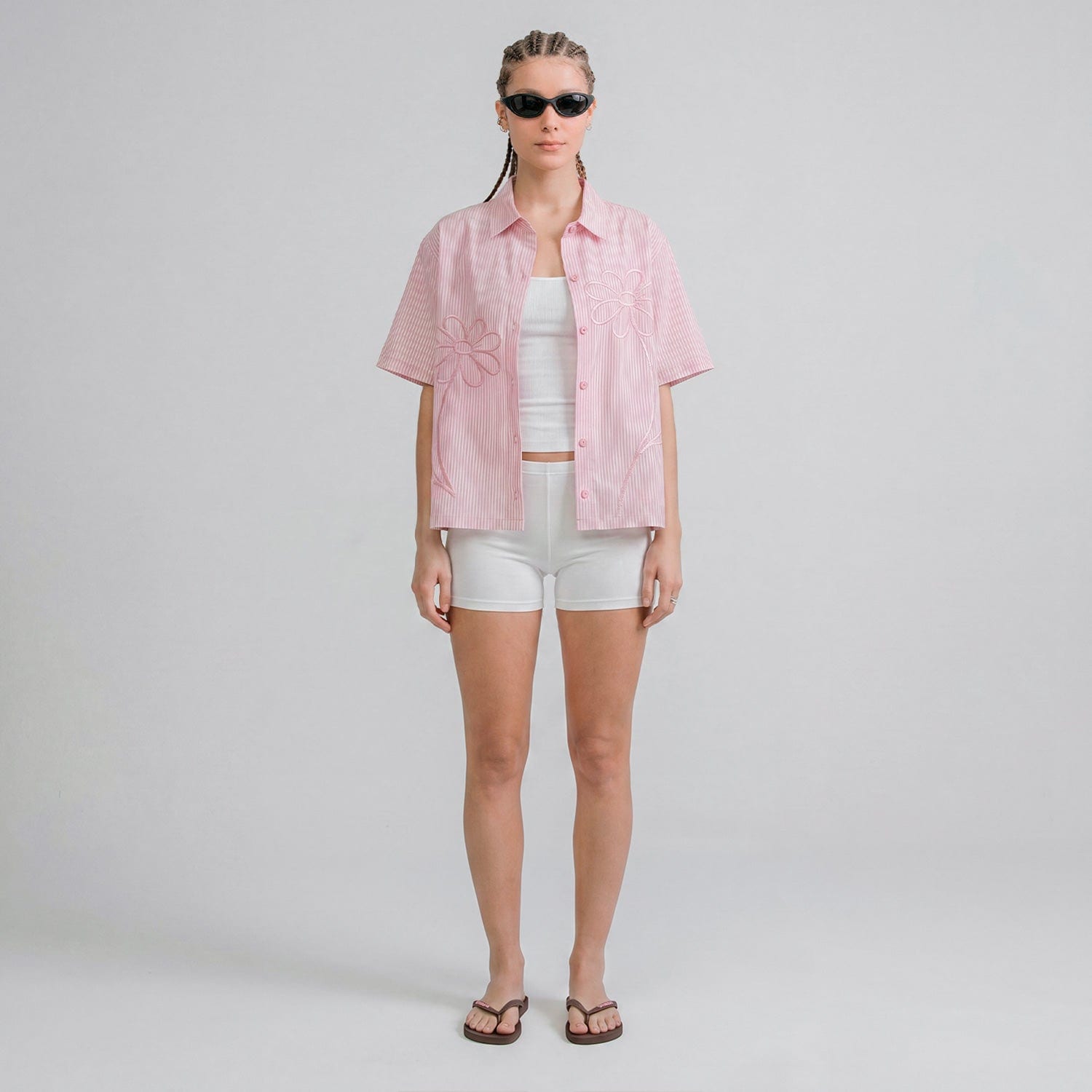 Embroidered Flower Boxy Shirt - Pink - imagen 3