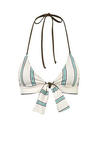 Ava Gardner Top / Khaki - Aqua Stripes - imagen 1