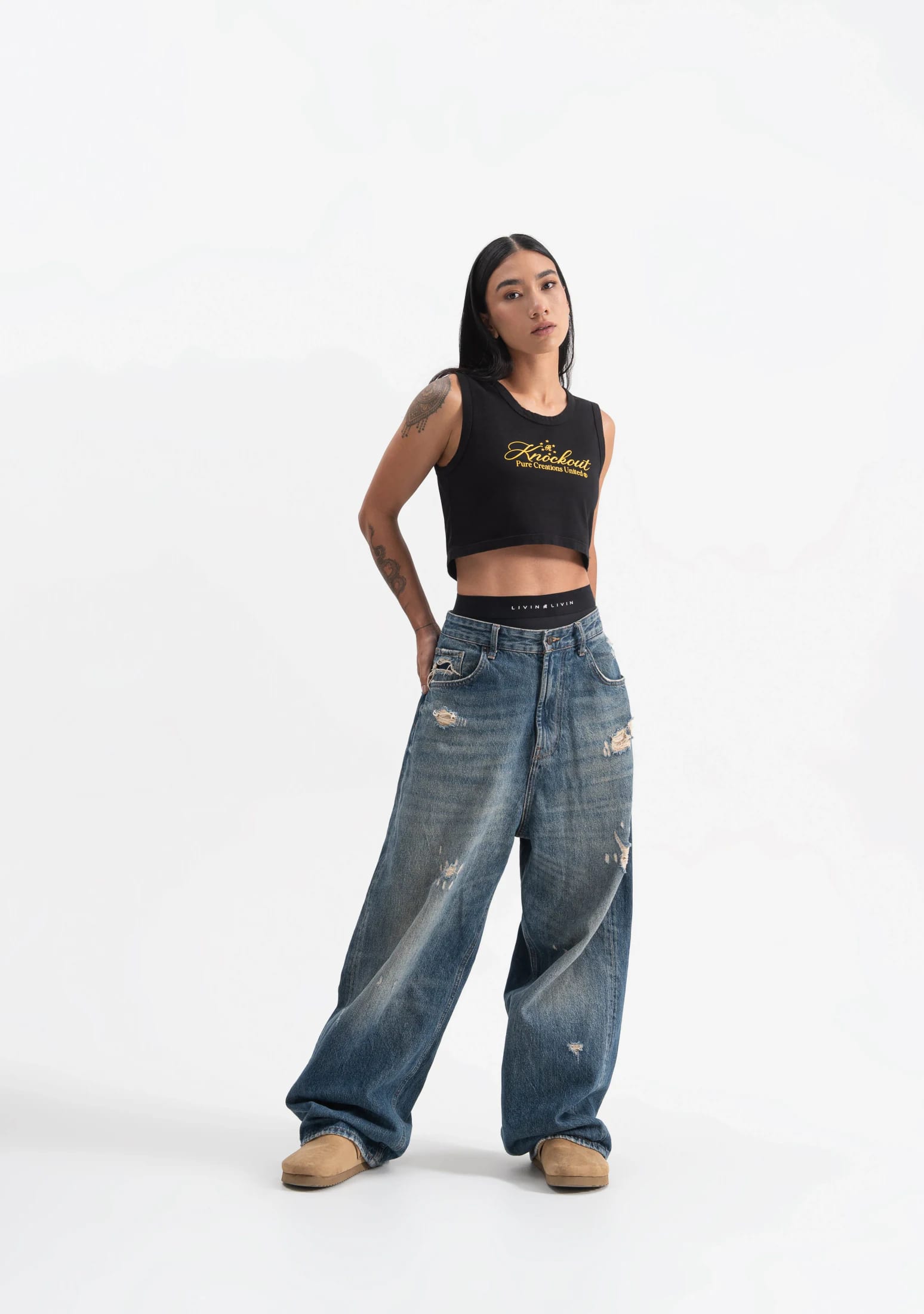 knockout black crop top - imagen 14