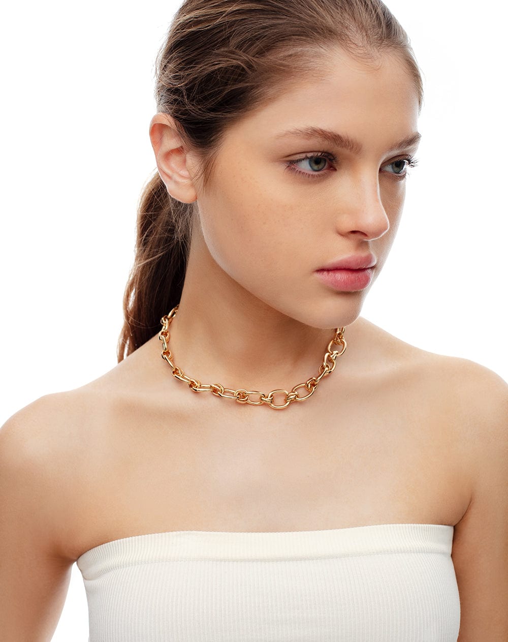 Collar de eslabones dorado mujer - imagen 2