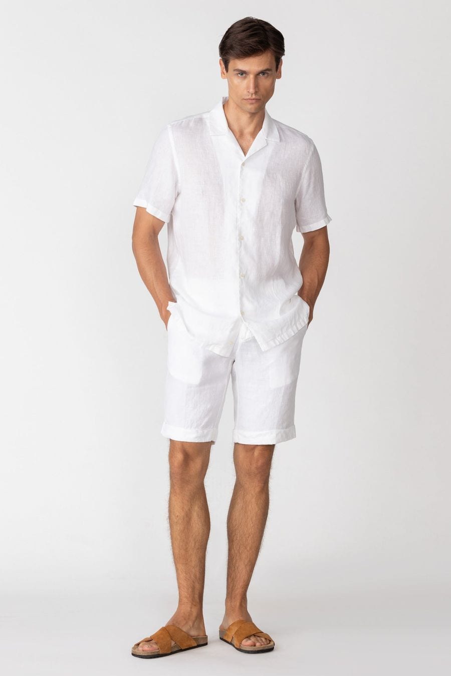 Men's linen shirt white epiro - imagen 3