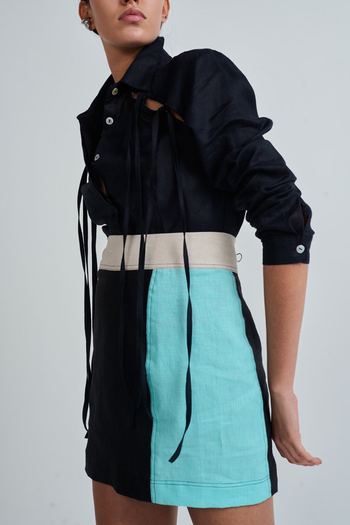 VOULA SKIRT BLACK/NATURAL/AQUA - imagen 2