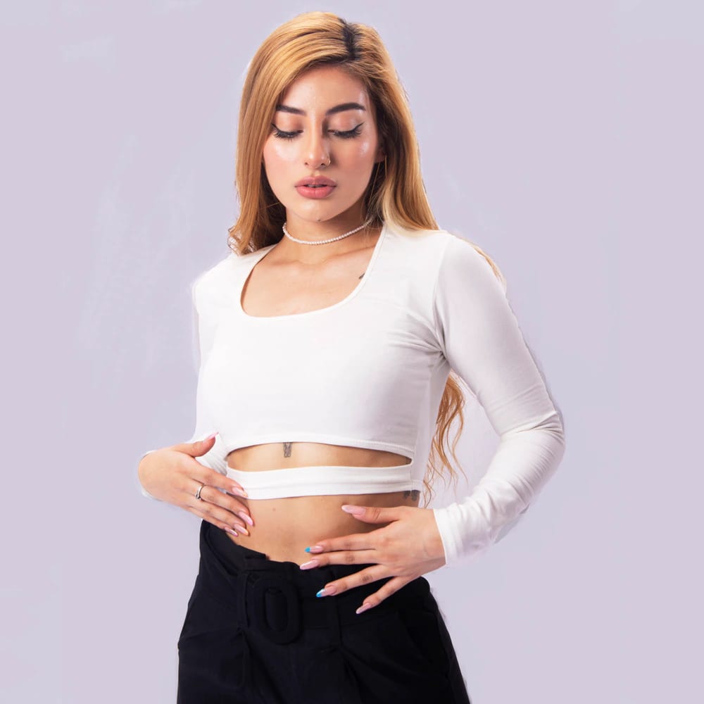 Crop Top Banda Inferior Blanco - imagen 1