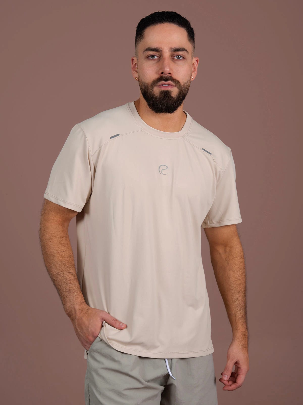 Camiseta tec hombre beige claro - imagen 1