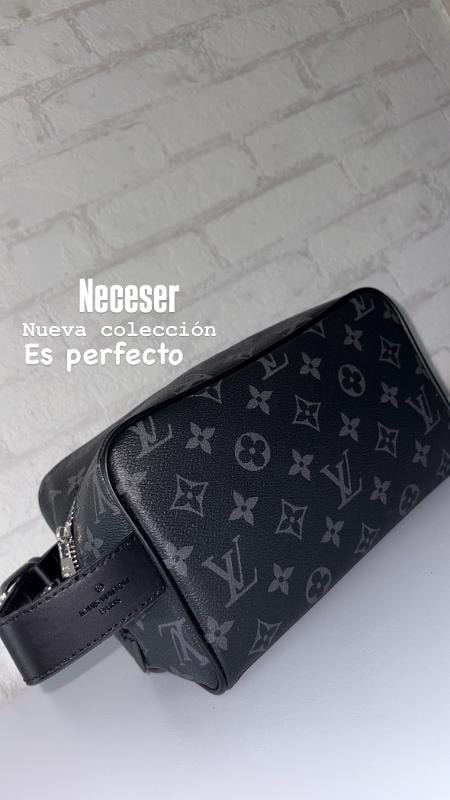 NECESER LOUIS VUITTON NEGRO CON GRIS - imagen 3