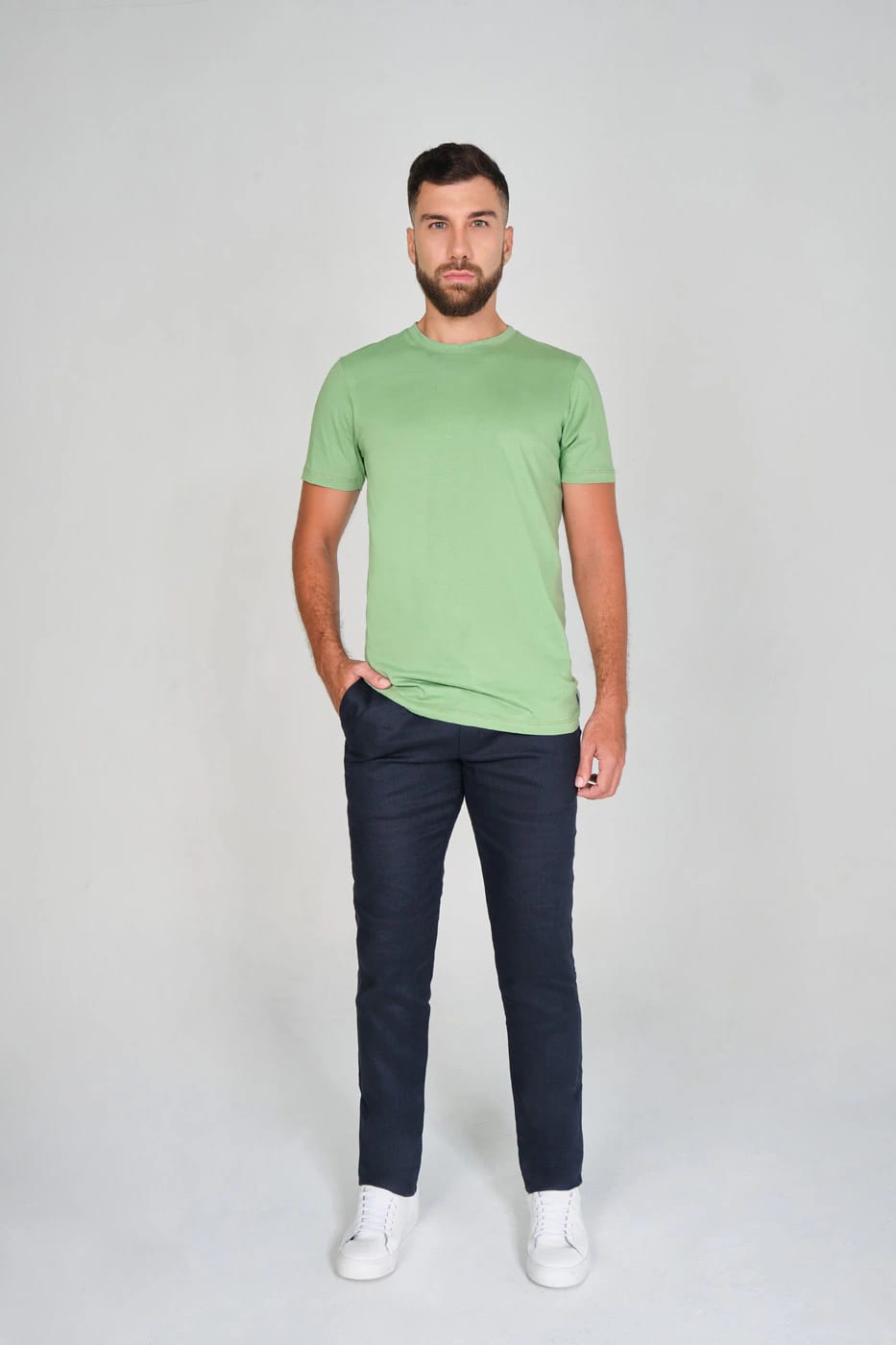 T-shirt Slim Fit 100% Algodón Verde Claro - imagen 7