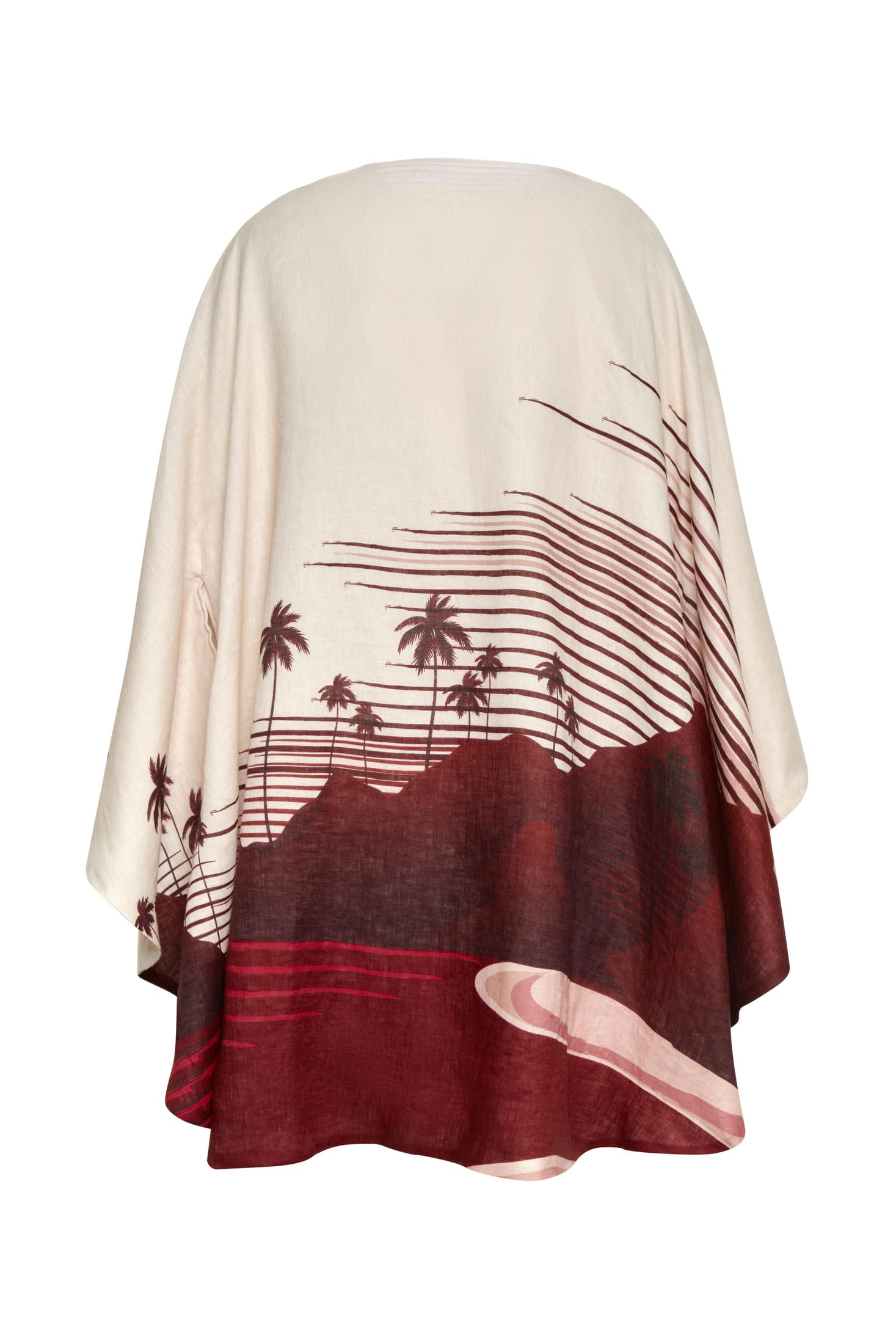 Cavalo Linen Poncho / Red Tropical Landscape - imagen 4