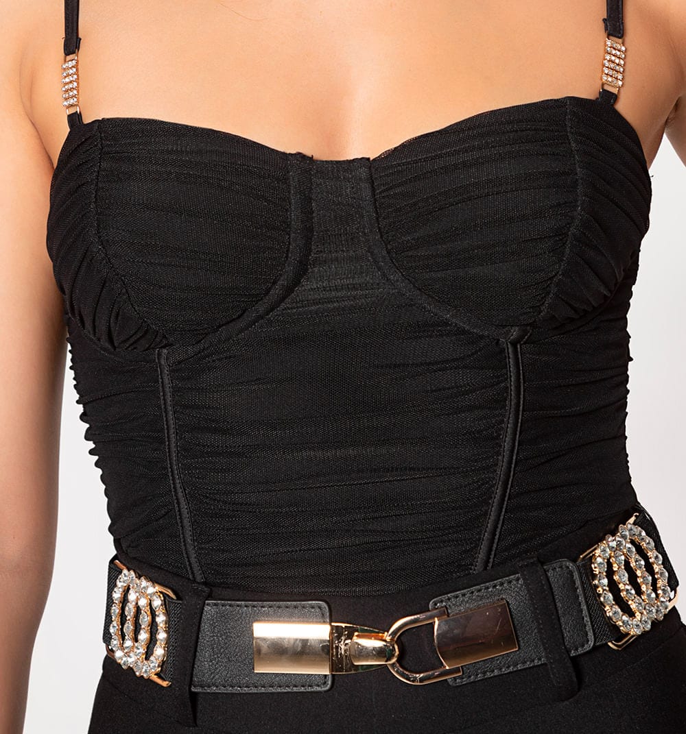 Crop top fruncido estilo corcet con apli - imagen 3