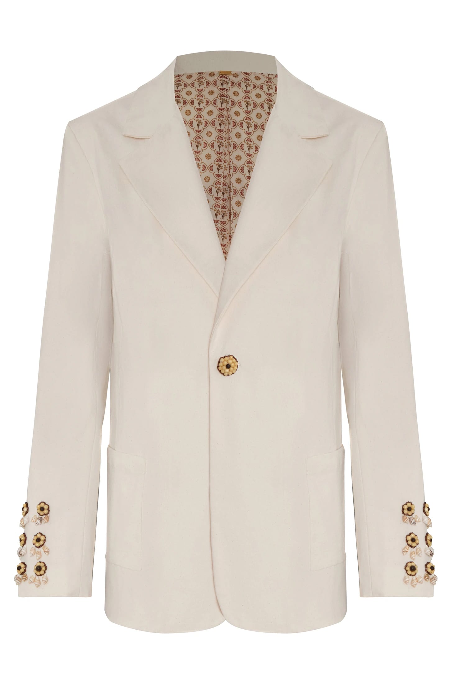Santo Tomas Embroidered Canvas Blazer / Ivory - imagen 1