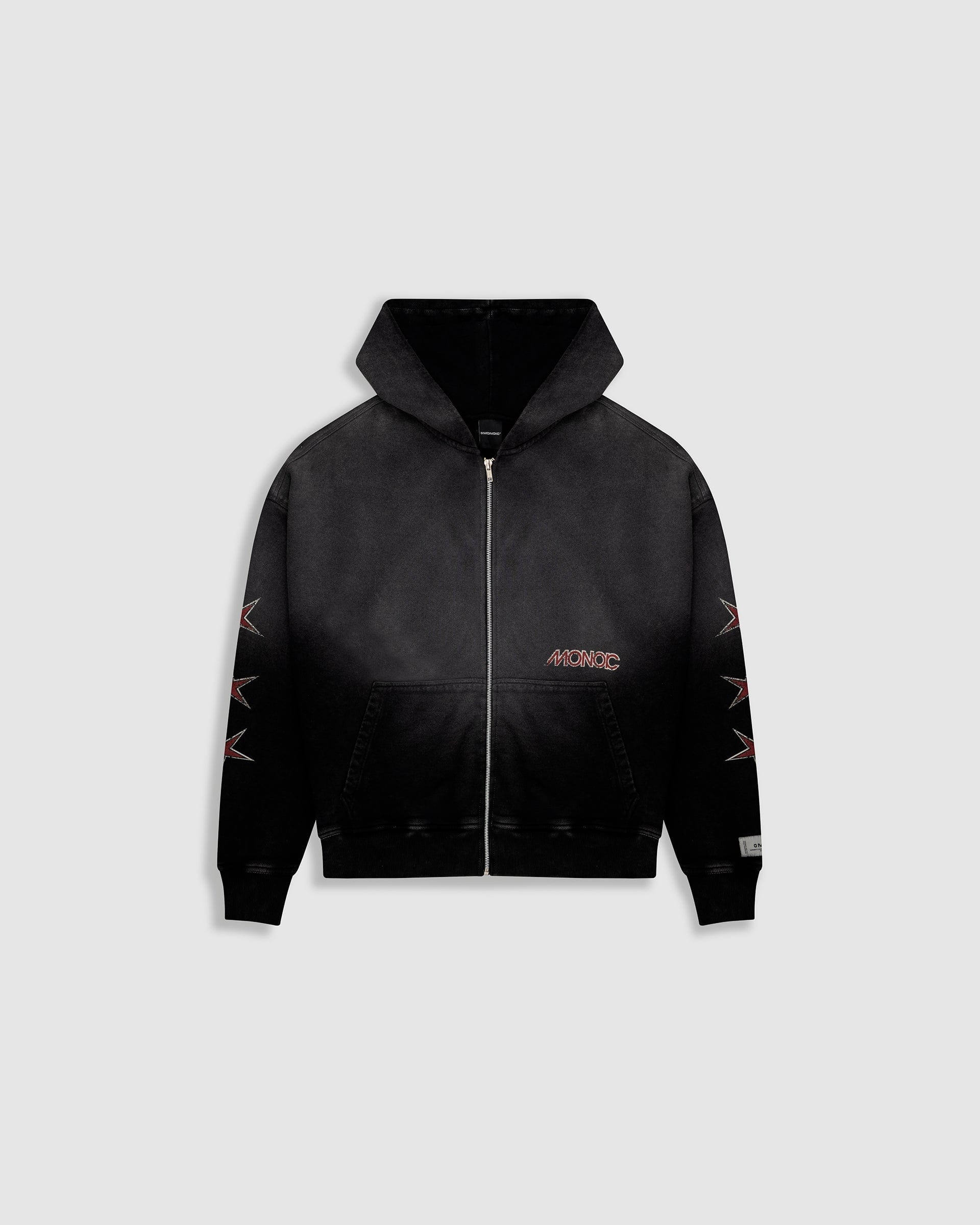 Zip Hoodie Monoic Records - Negro Desgastado - imagen 1
