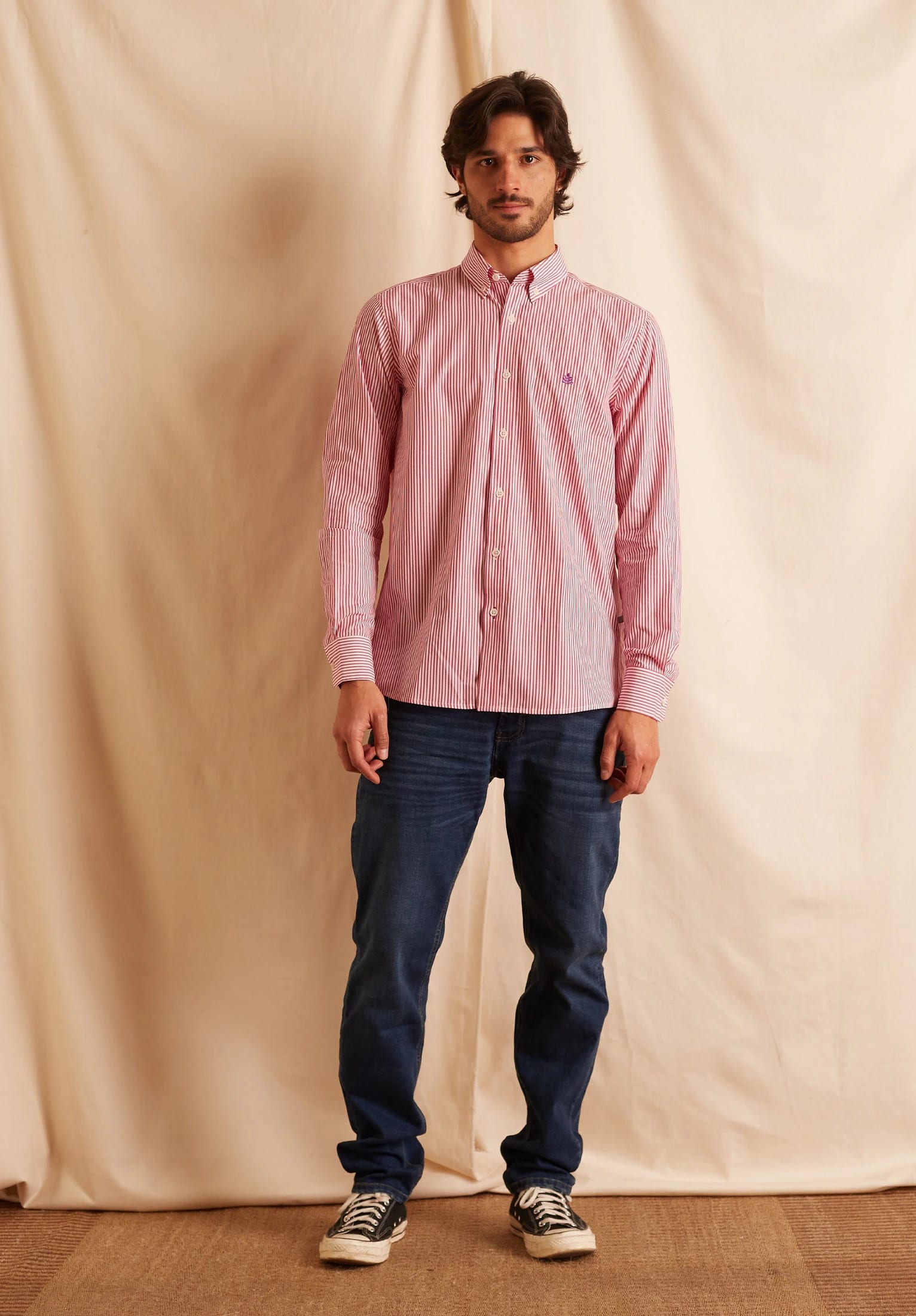 Camisa Whitman Líneas Fucsia-Blanco - imagen 3