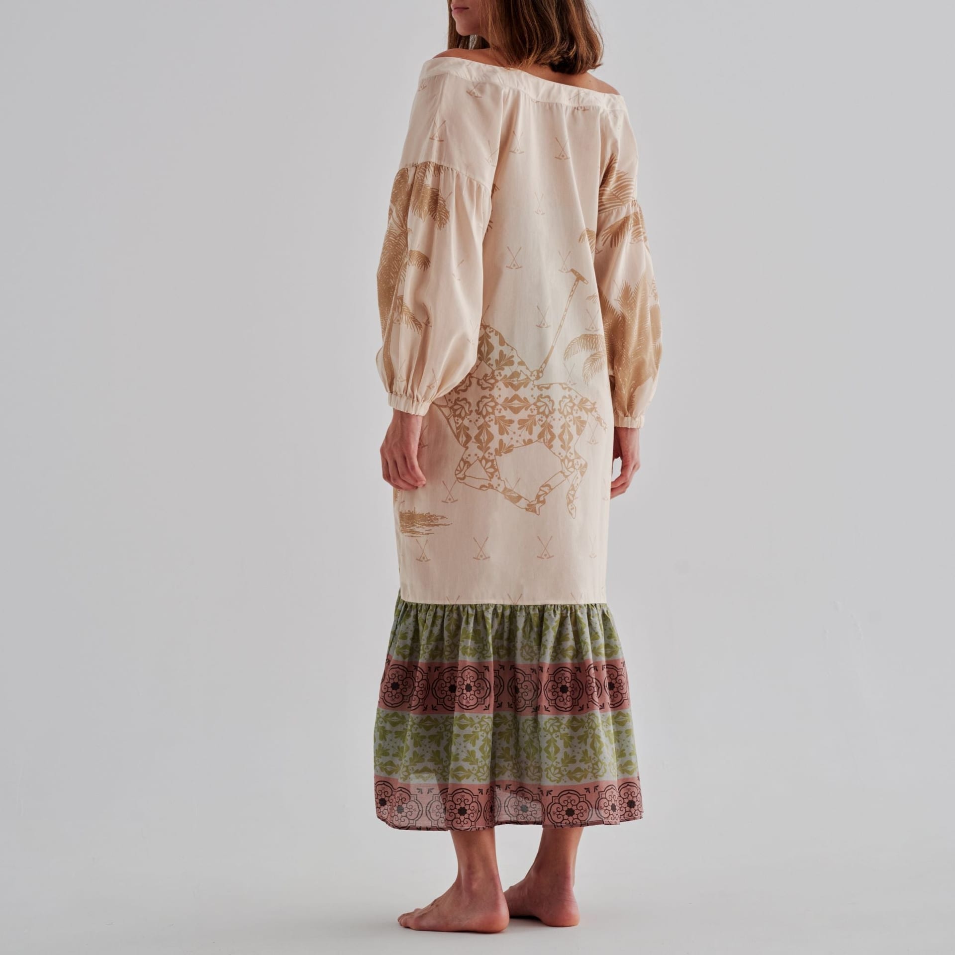 Chiapas Cotton-Silk Midi Dress / Ivory Palms - imagen 3