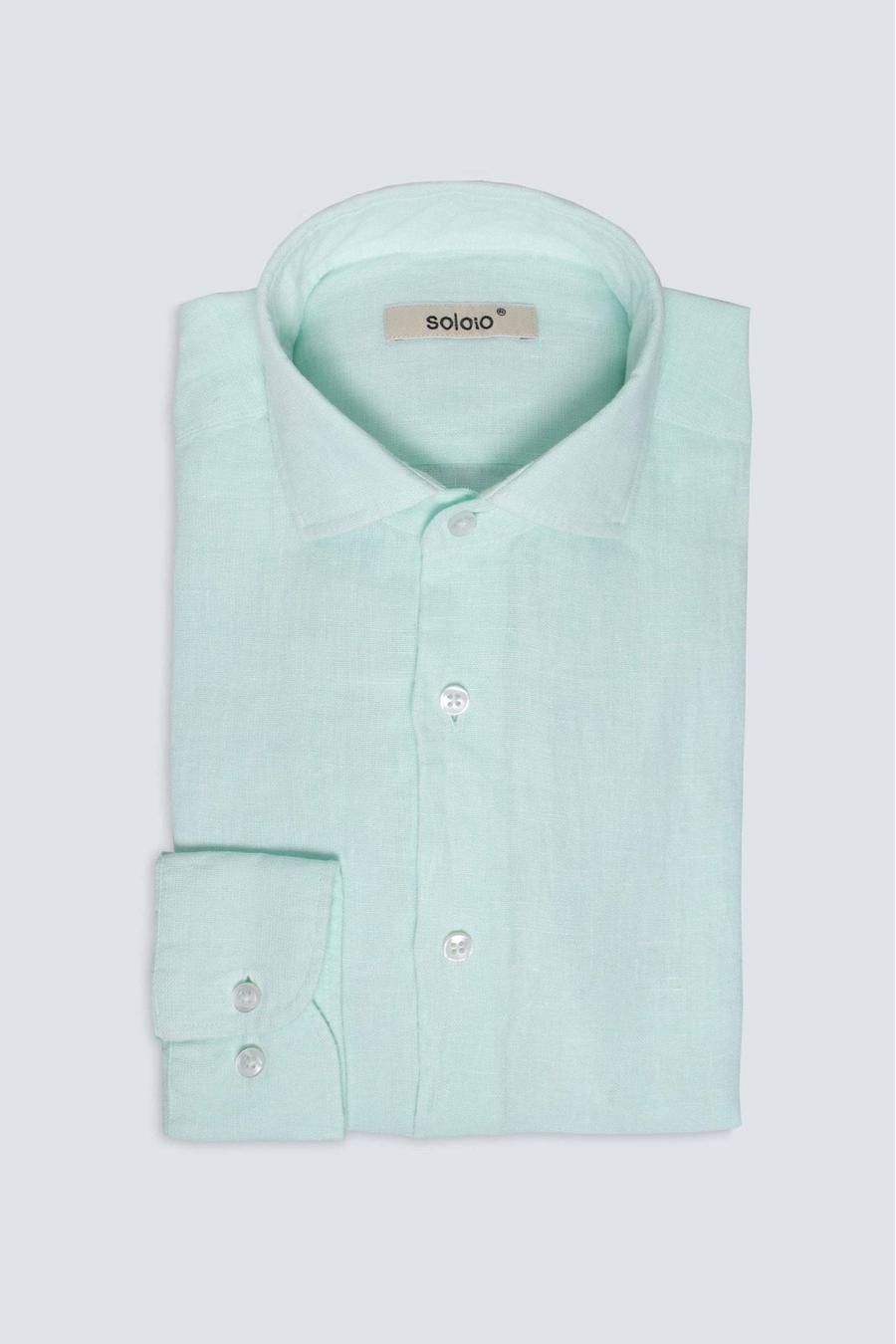 Men's linen shirt light turquoise - imagen 6