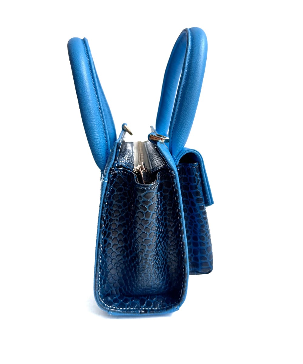 Mini bag en cuero texturizado Azul Pistacho - imagen 2