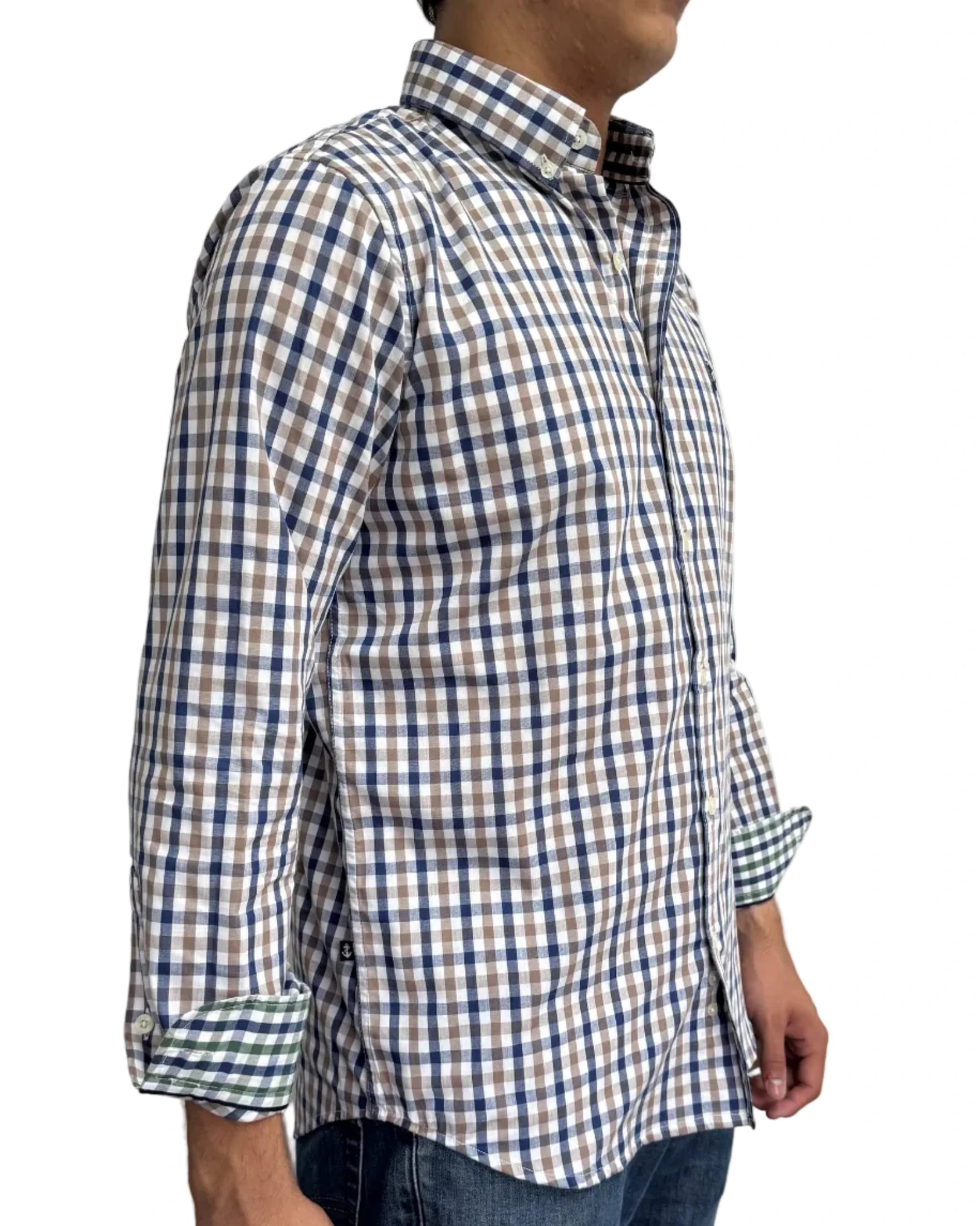 Camisa Cuadros Azul y Café - imagen 4
