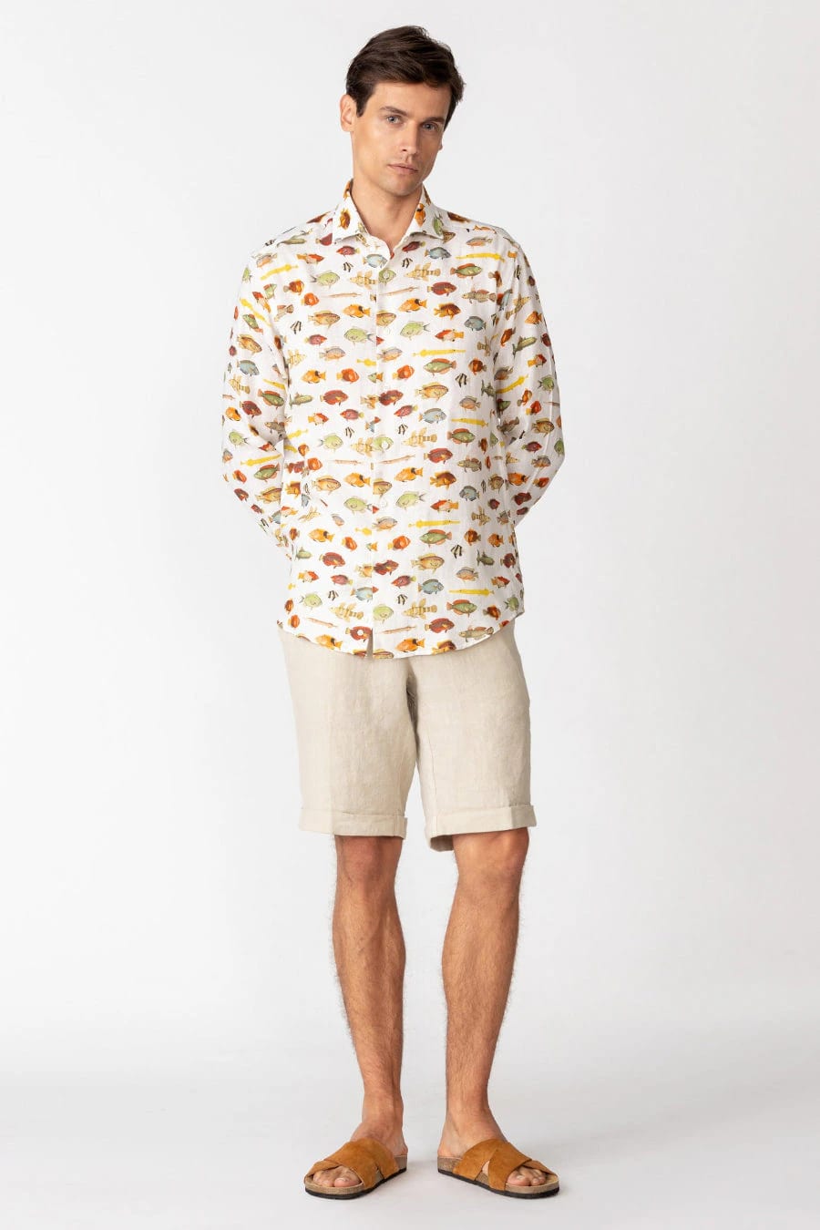 Men's linen shirt white nemo - imagen 1