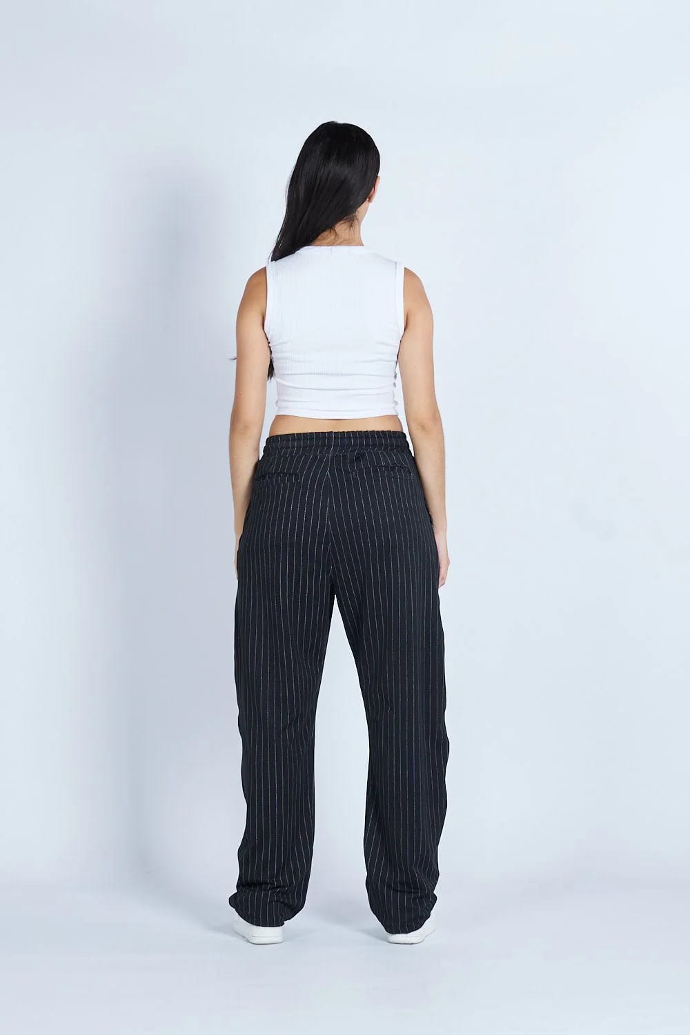 Pantalón jogger balloon raya tiza con prenses Negro - imagen 7