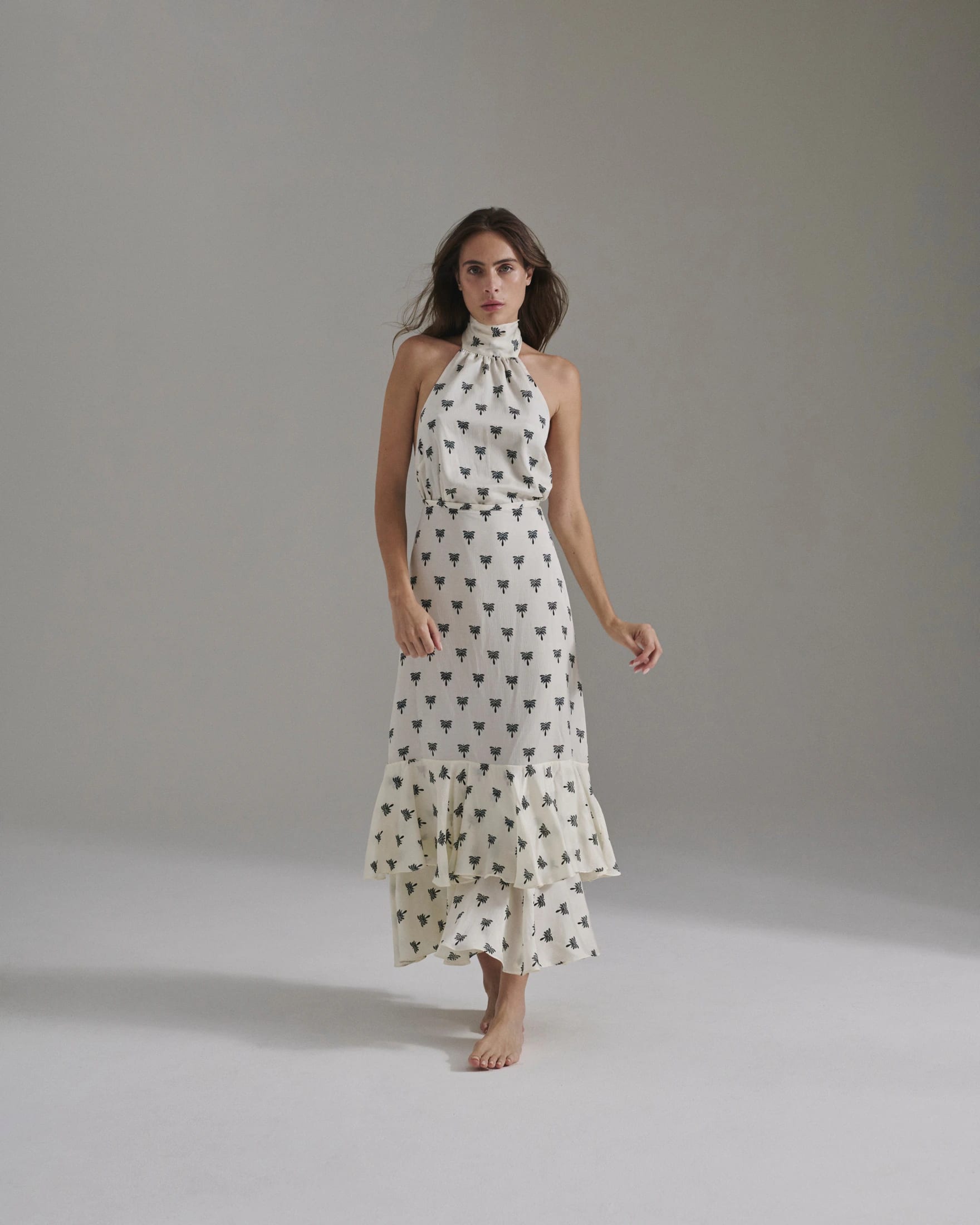 Magdalena Martellato Silk Blouse / Ivory - Black Polka Palms - imagen 1