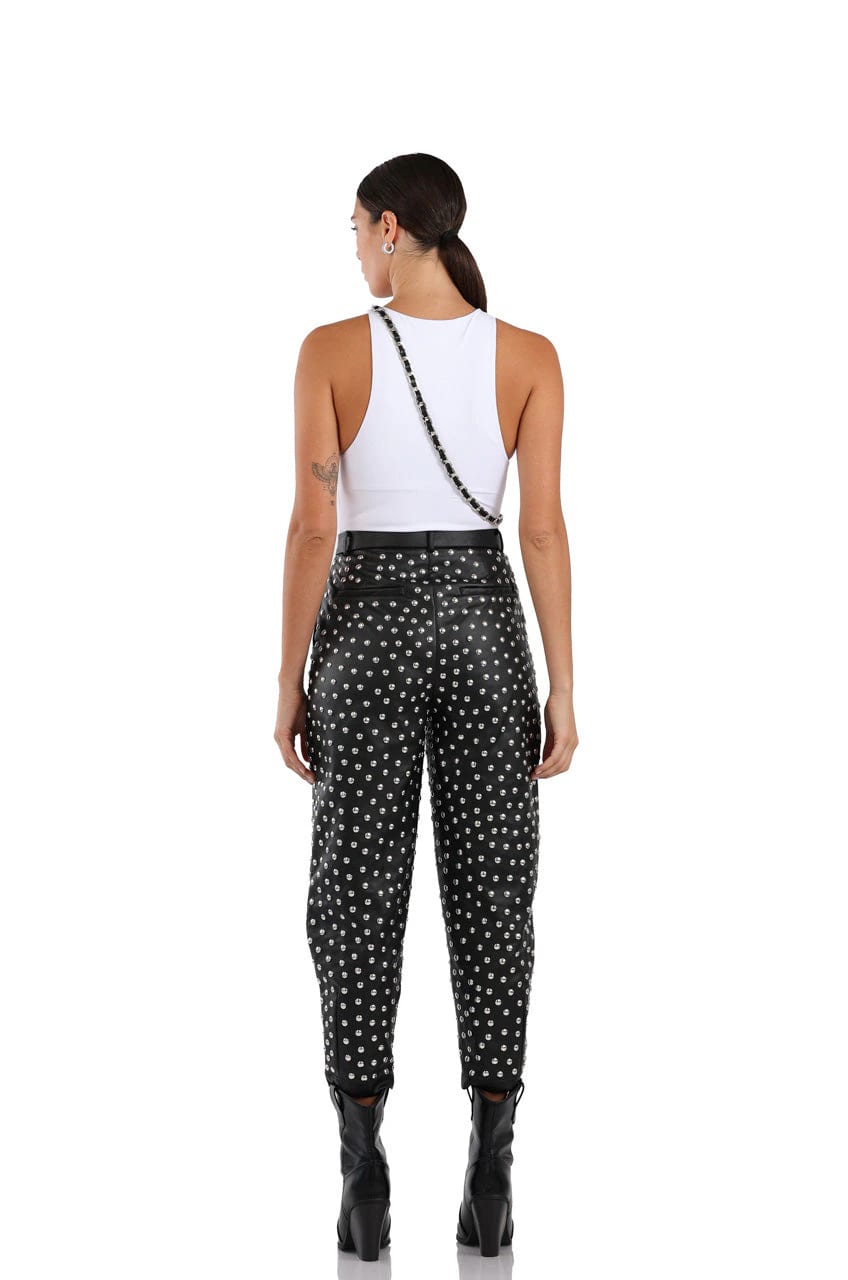 PANTALON LEATHER STUD NEGRO - imagen 2