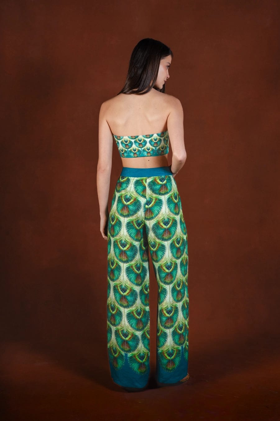 Women's Iridis linen trousers green - imagen 3