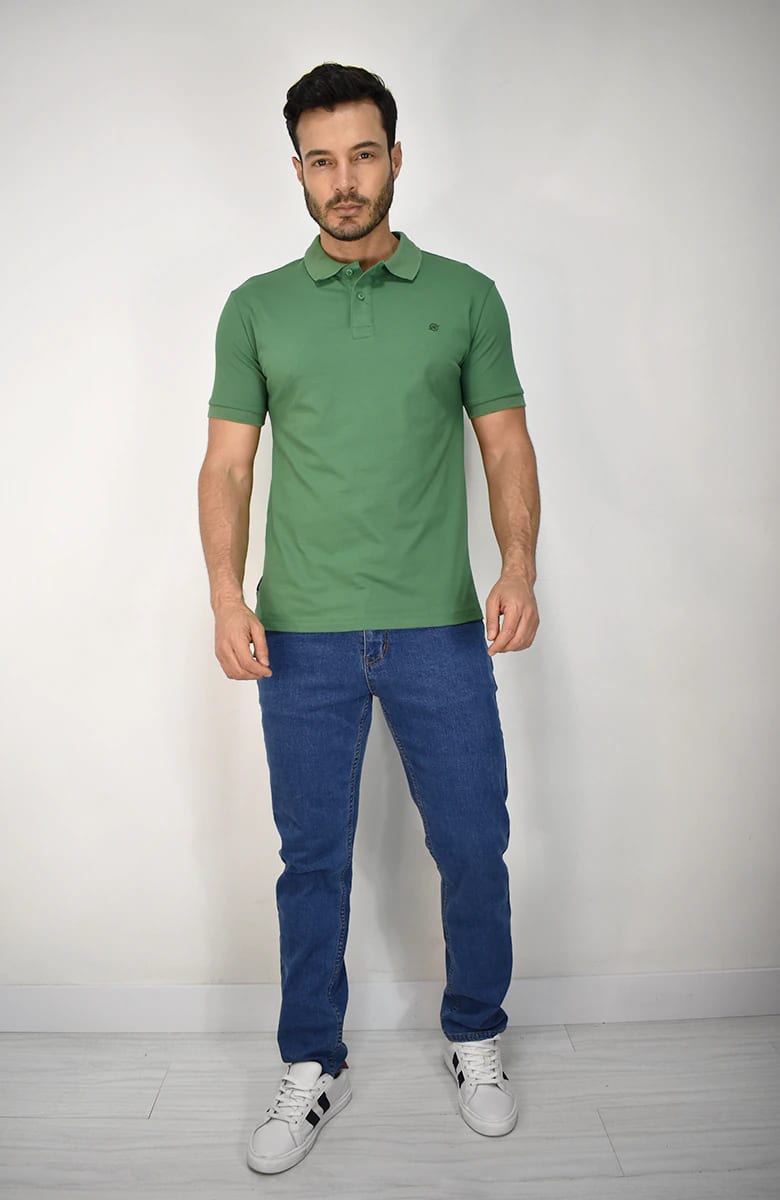 Camiseta Tipo Polo Verde Para Hombre - imagen 3