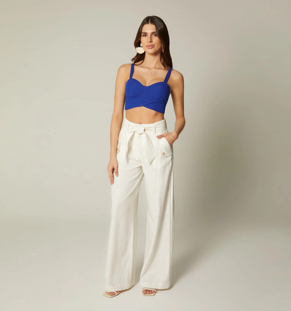 Blusa crop de tiras con amarre - imagen 2
