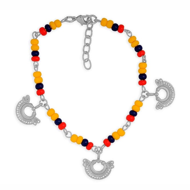 Pulsera Colombia en chaquira checa y 3 mini pectoral Tolima plateada - imagen 1