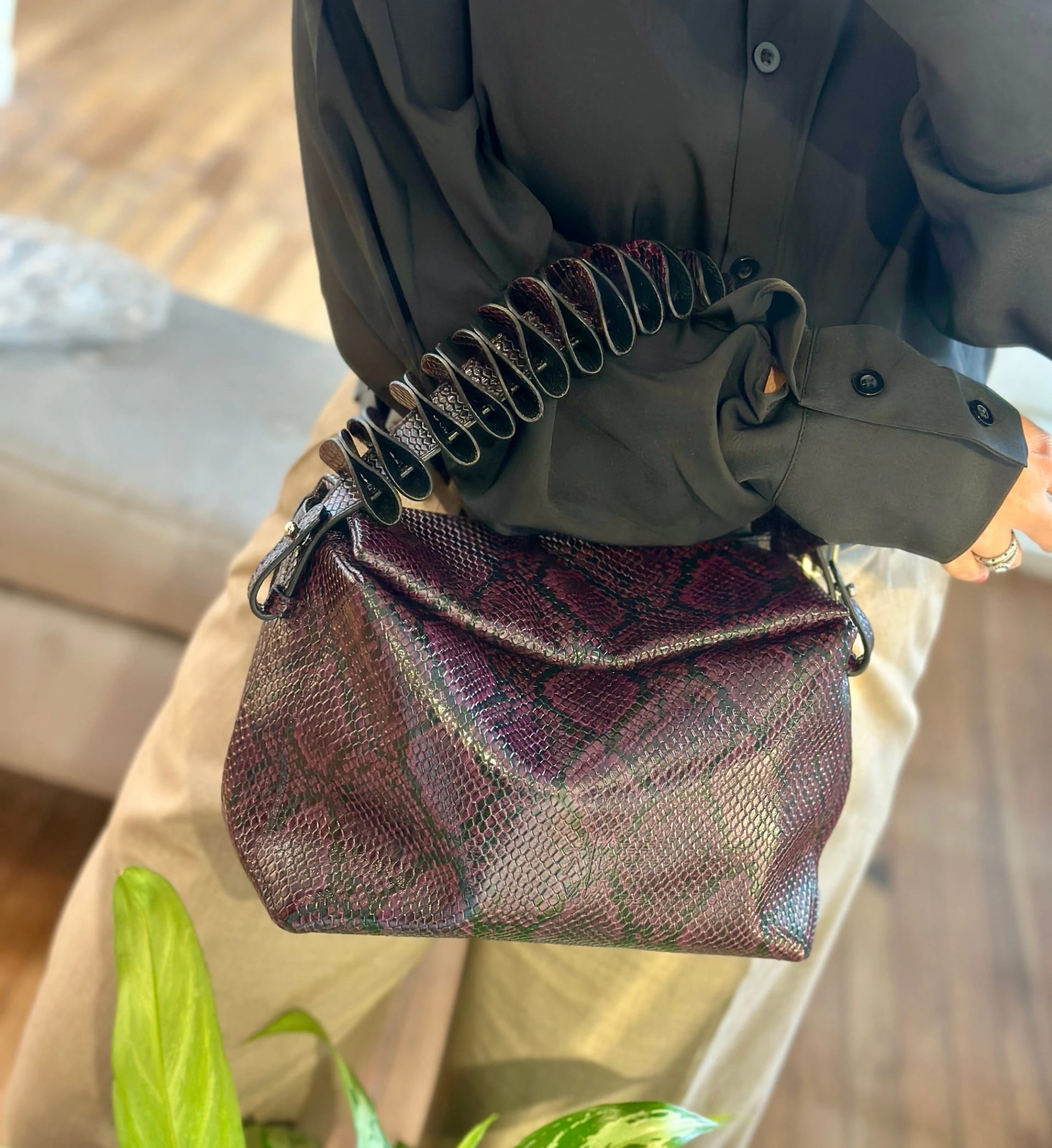 Mini Ana bag waves strap- tessitura- gold - imagen 2