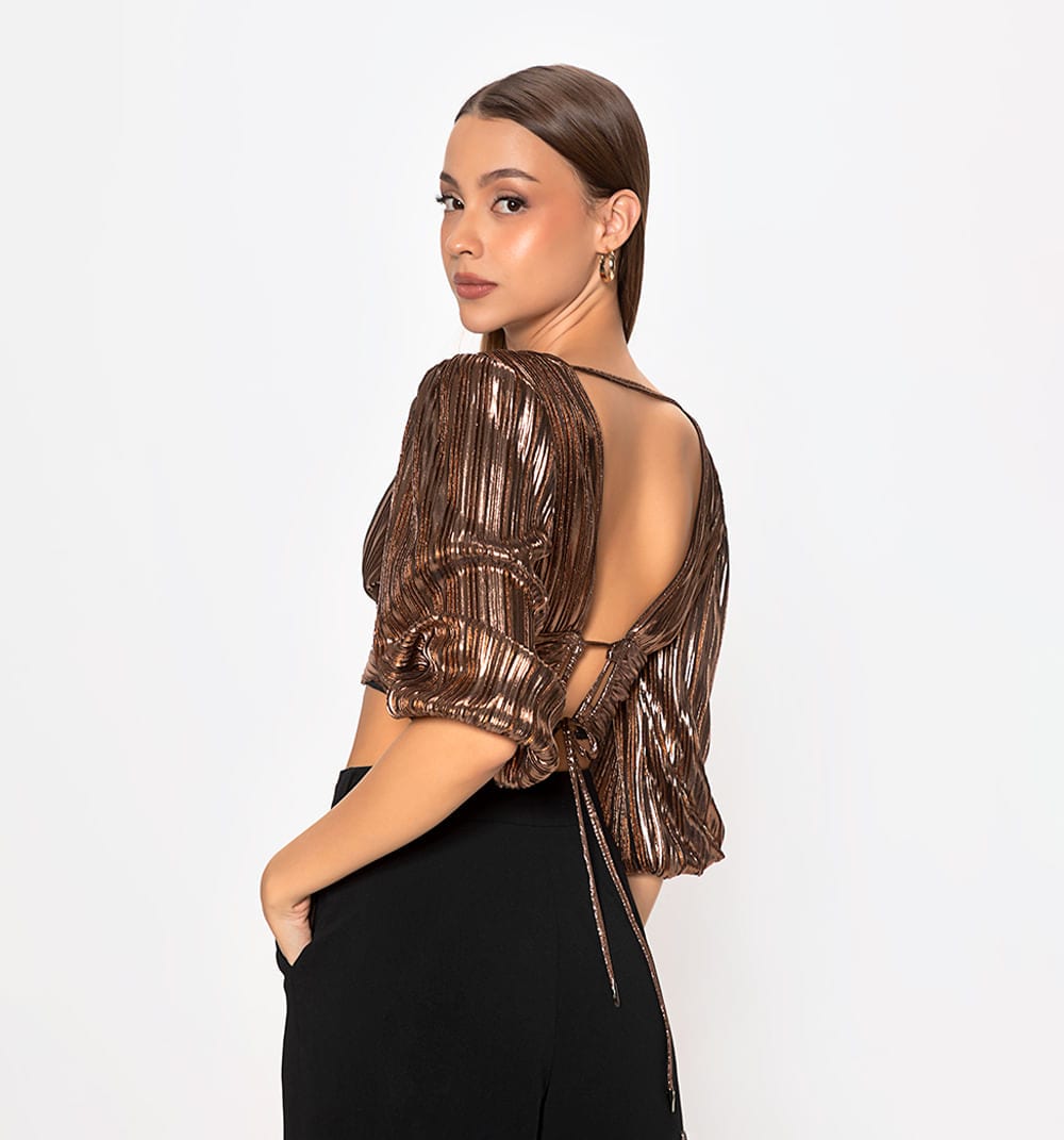 Blusa manga 3/4 con  cruce de tiras en p - imagen 9