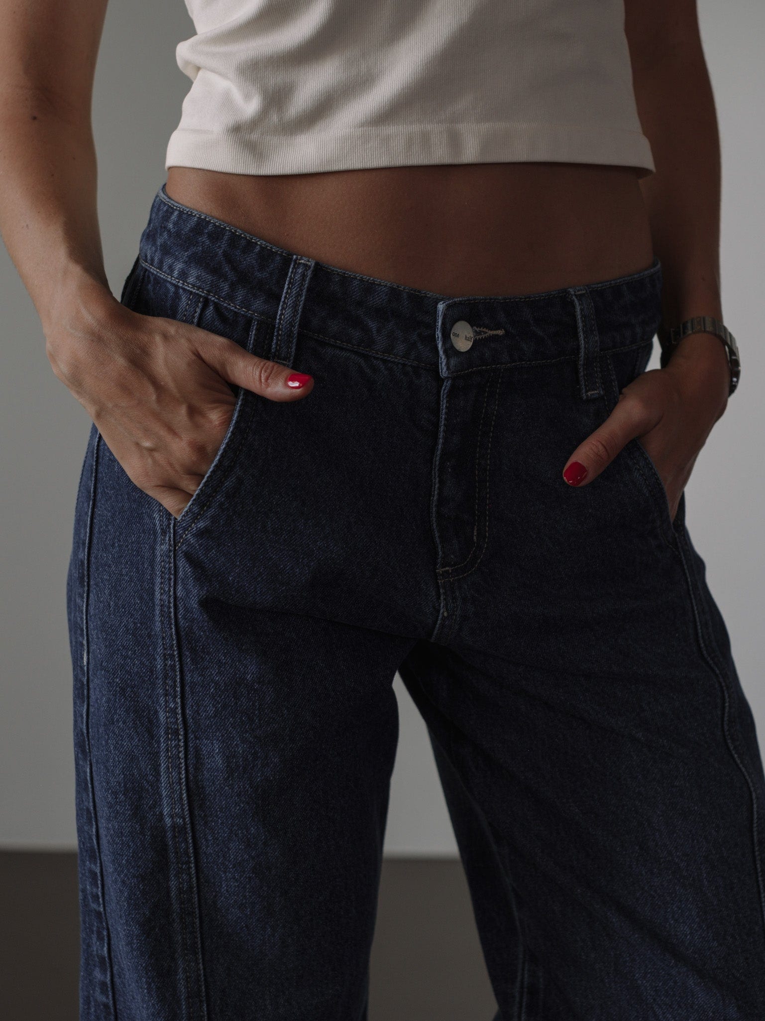 SQUARED CUFF JEAN - MEDIUM DARK BLUE - imagen 10