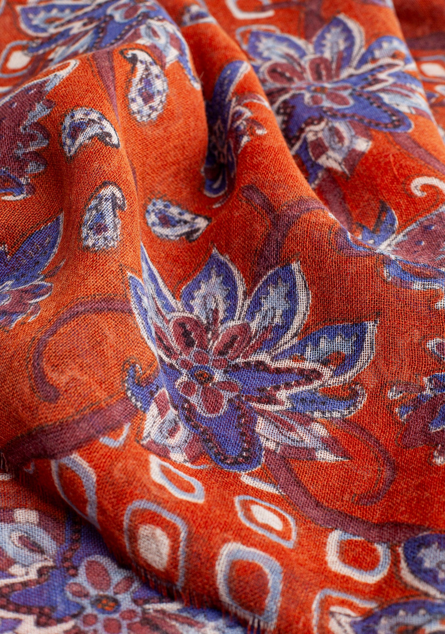 Bufanda Chennai Flo. Terracota - Azul - imagen 2