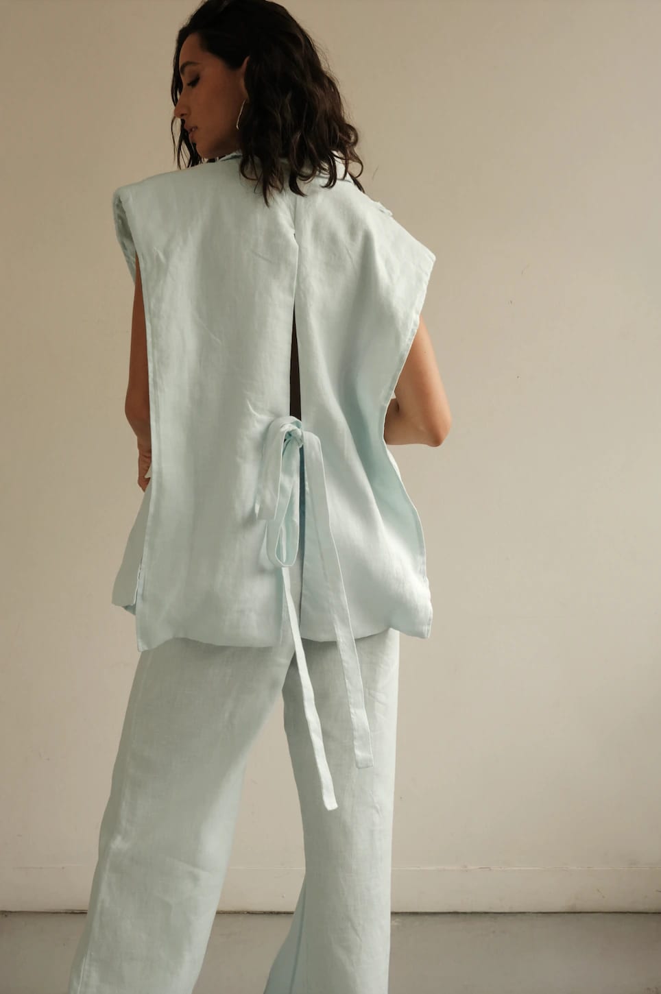 Blazer Vest Sera de lino | Azul claro - imagen 5