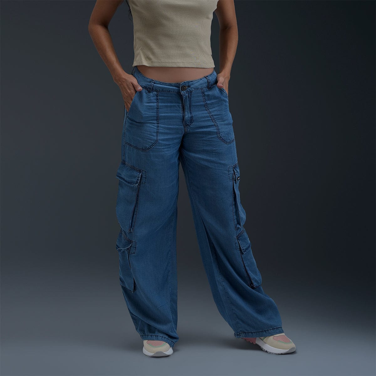 Jeans Cargo Azul Mujer - imagen 1