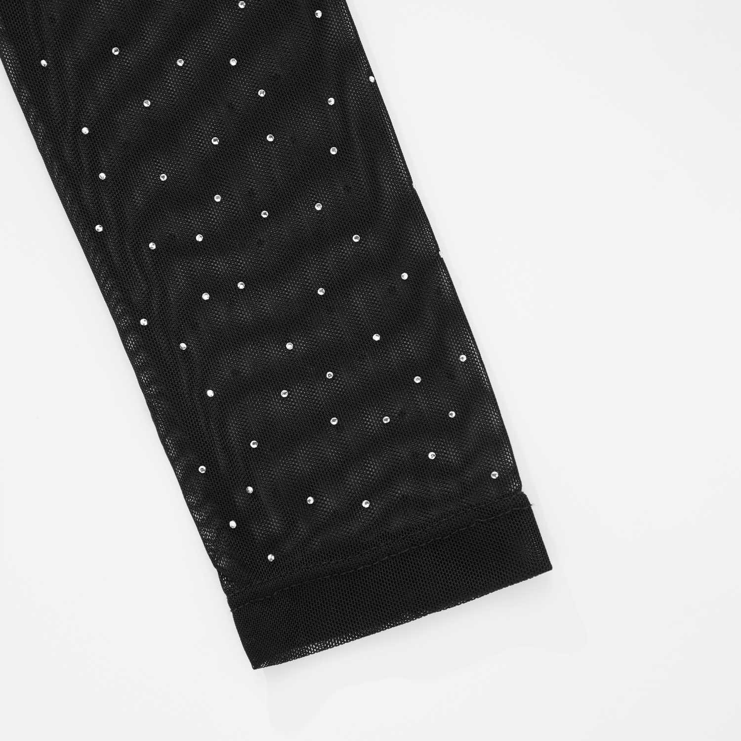 Mesh Rhinestone LS Crop Top - Black - imagen 7