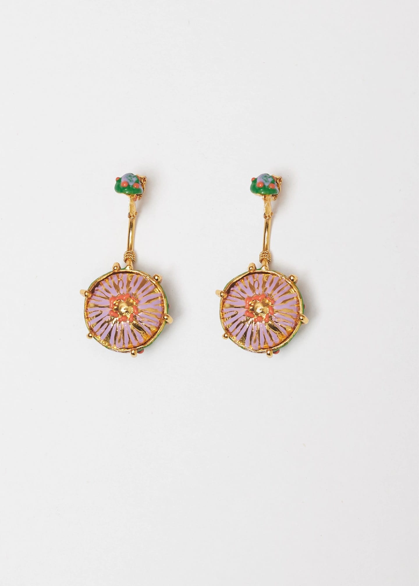 Aretes maxi sombrerito verde lila - imagen 5
