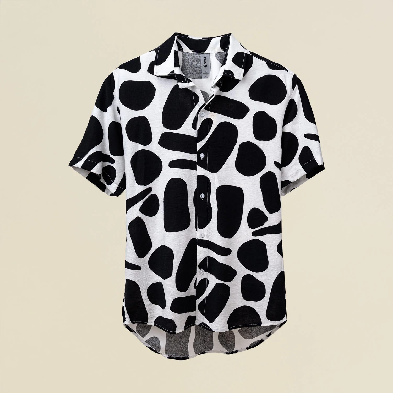 Camisa Cuello Clasico Estampada Blanco/Negro JO021 - imagen 2