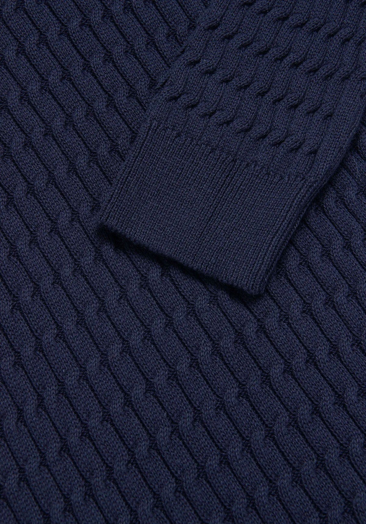 Saco Trenzado Half Zip Algodón Azul Oscuro - imagen 3