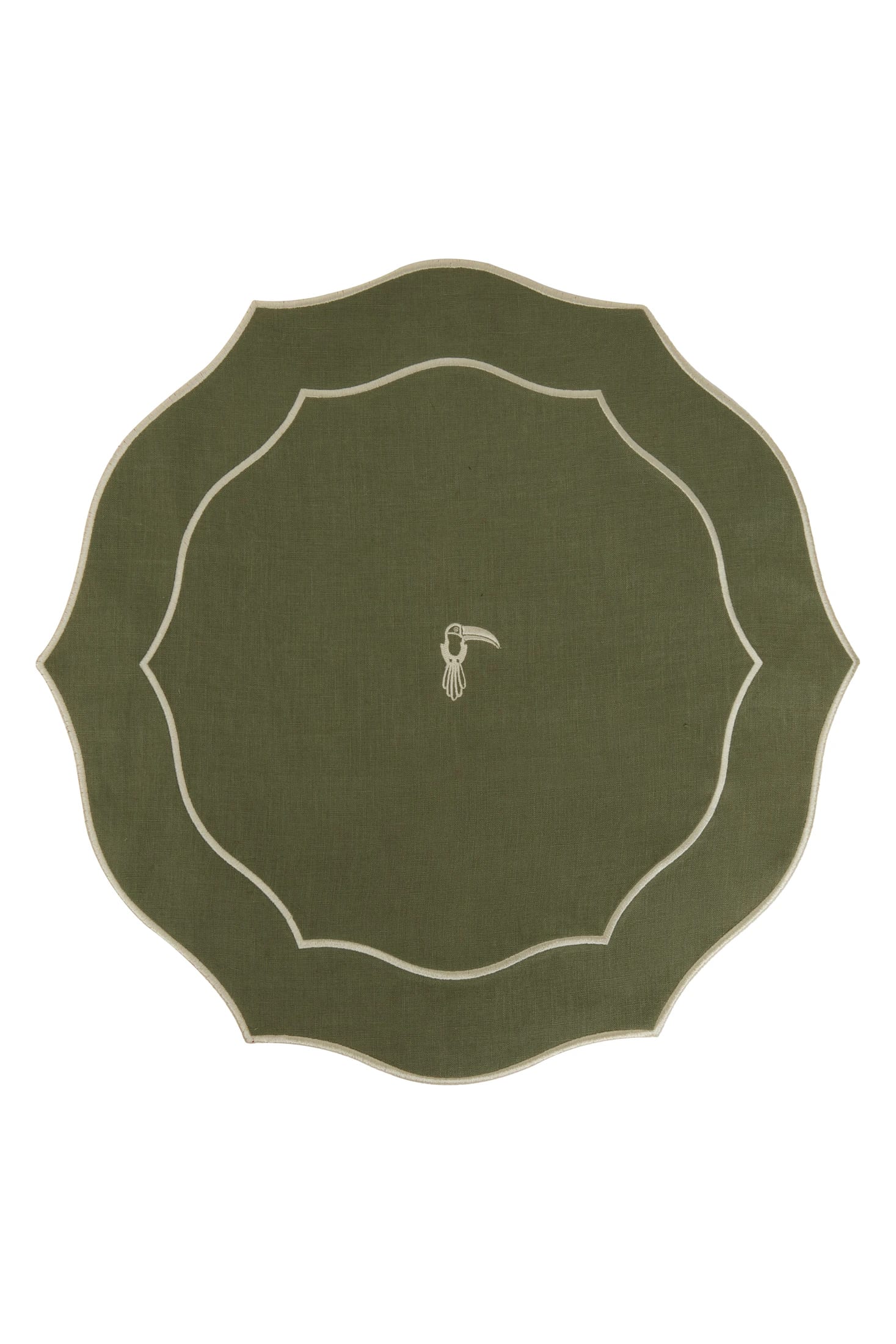 JDD Tucan Linen Placemat / Green - Ivory - imagen 1