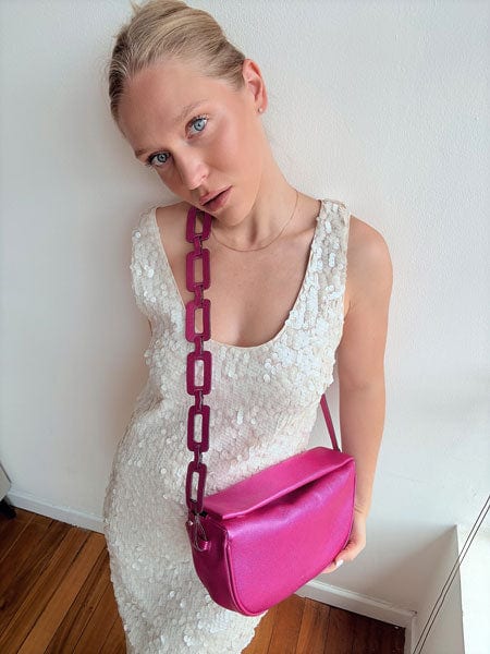 Mimi Moon bag correa Ovalos Fucsia metalizado - imagen 3