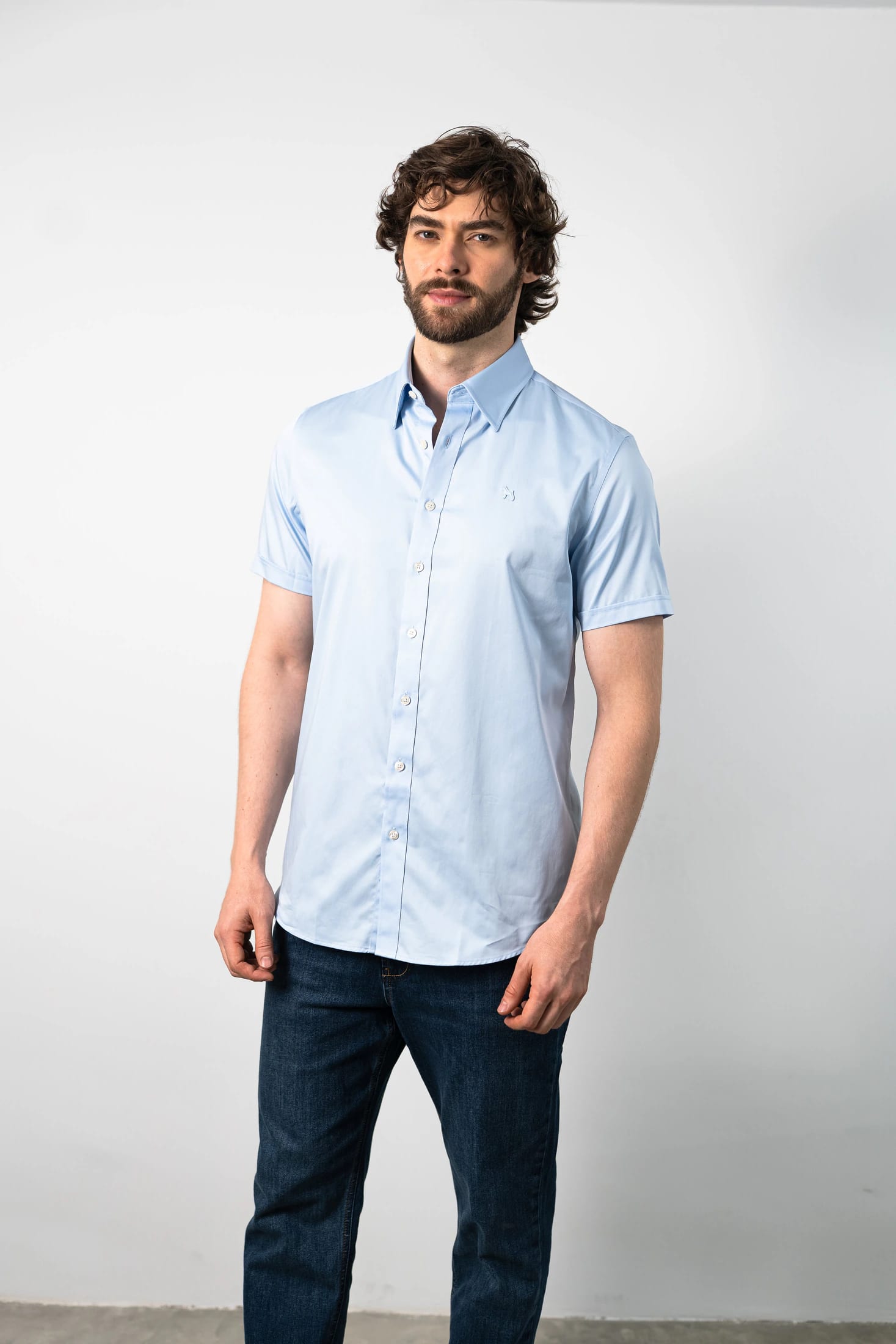 Camisa Manga Corta Azul Celeste - imagen 5