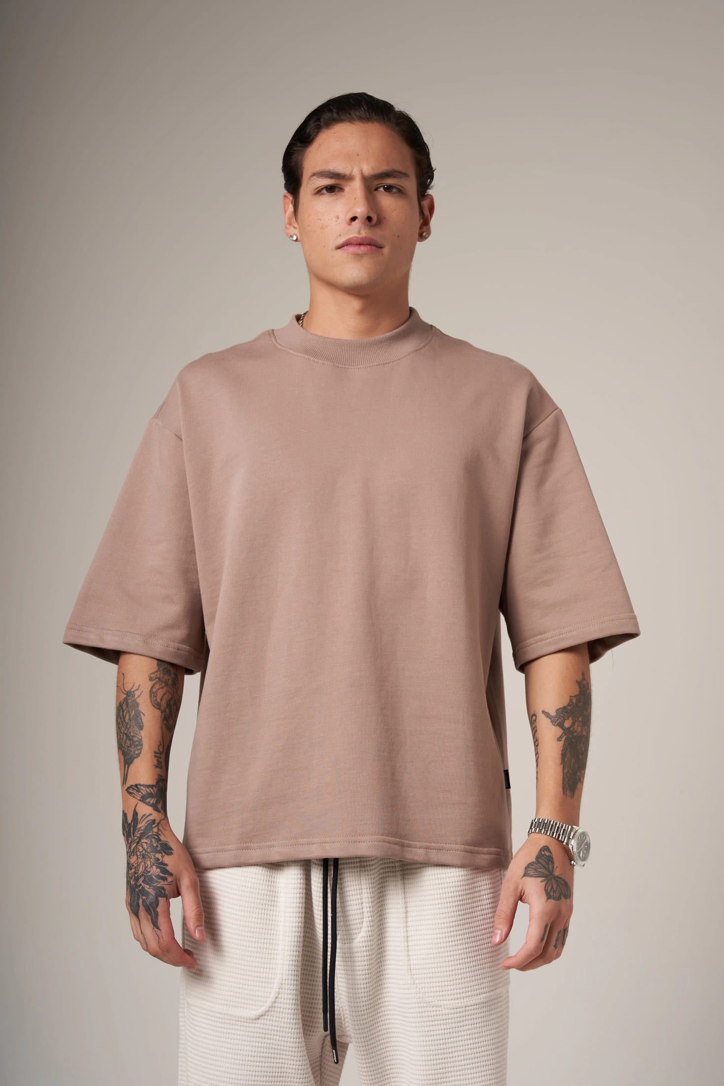 BOXY FIT 300 GRAMOS, 100% ALGODÓN CAQUI - imagen 1
