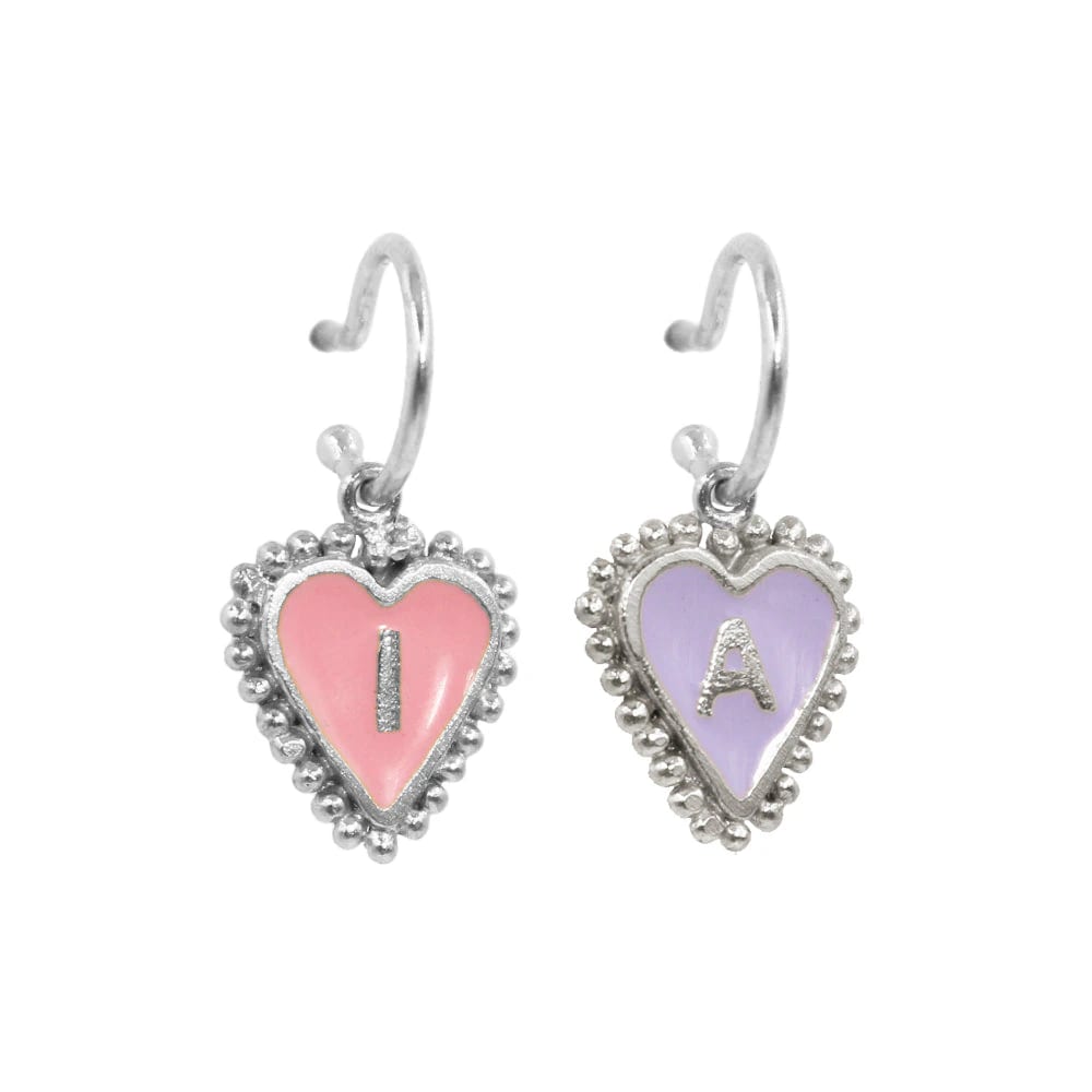 PreOrder Baby Hoops 9mm Letra Heart Plata - imagen 6