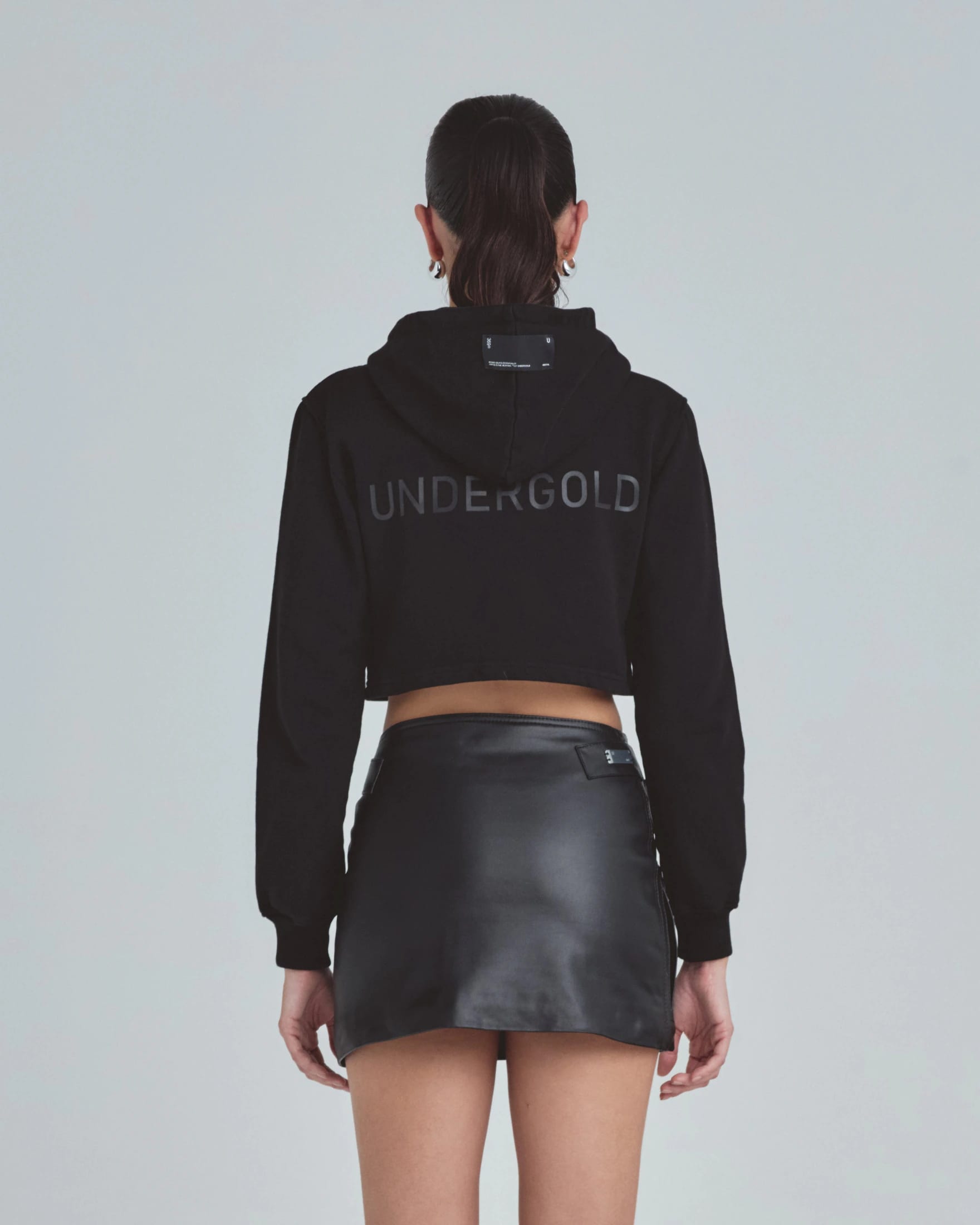 Line Basic Slim Fit Zip Up Cropped Hoodie Black - imagen 7