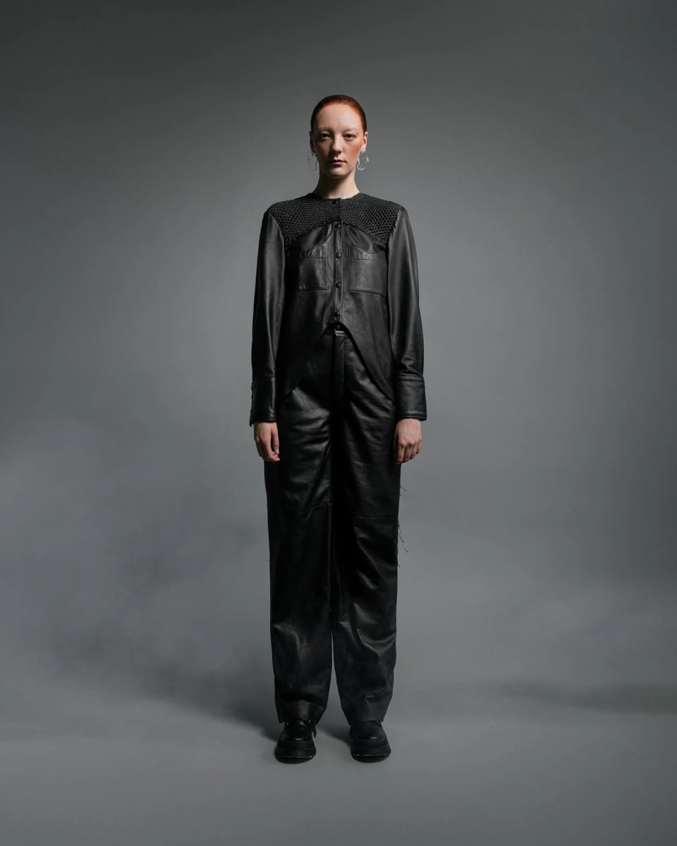 LEATHER BAGGY TROUSERS - imagen 2