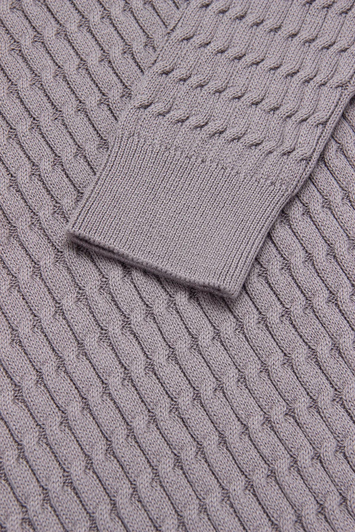 Saco Trenzado Half Zip Algodón Gris Oscuro - imagen 3