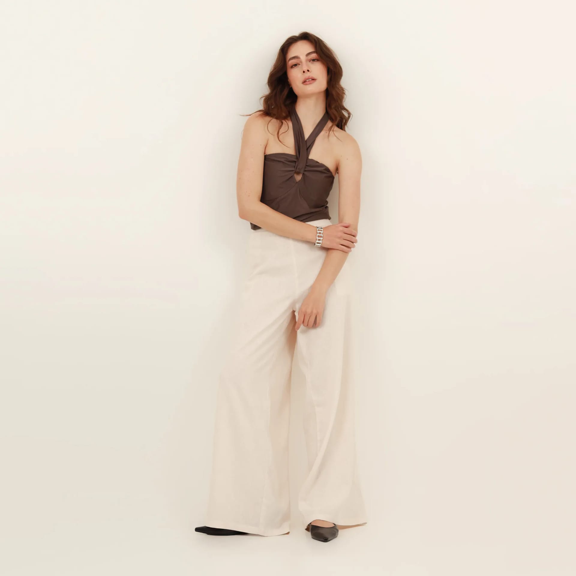 Pantalón palazzo bota ancha con elastico en cintura - imagen 5