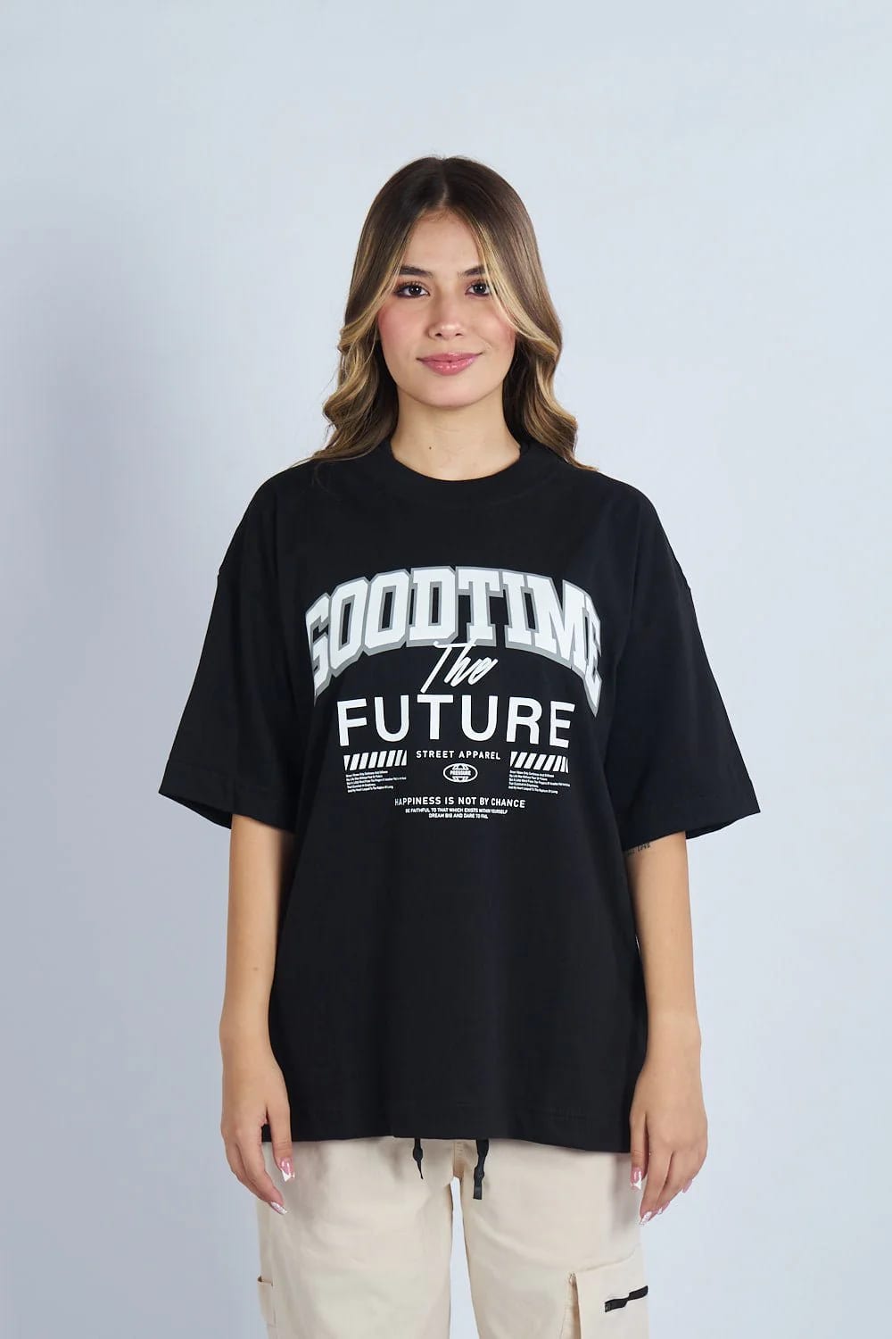 Camiseta oversize estampado Good Time Negro | DROP 03 | - imagen 1