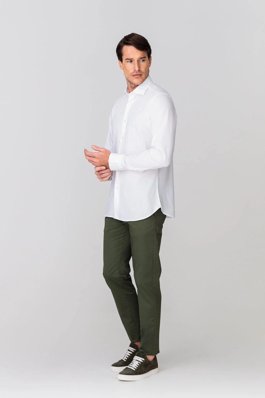 Men's cotton shirt white jersey - imagen 2
