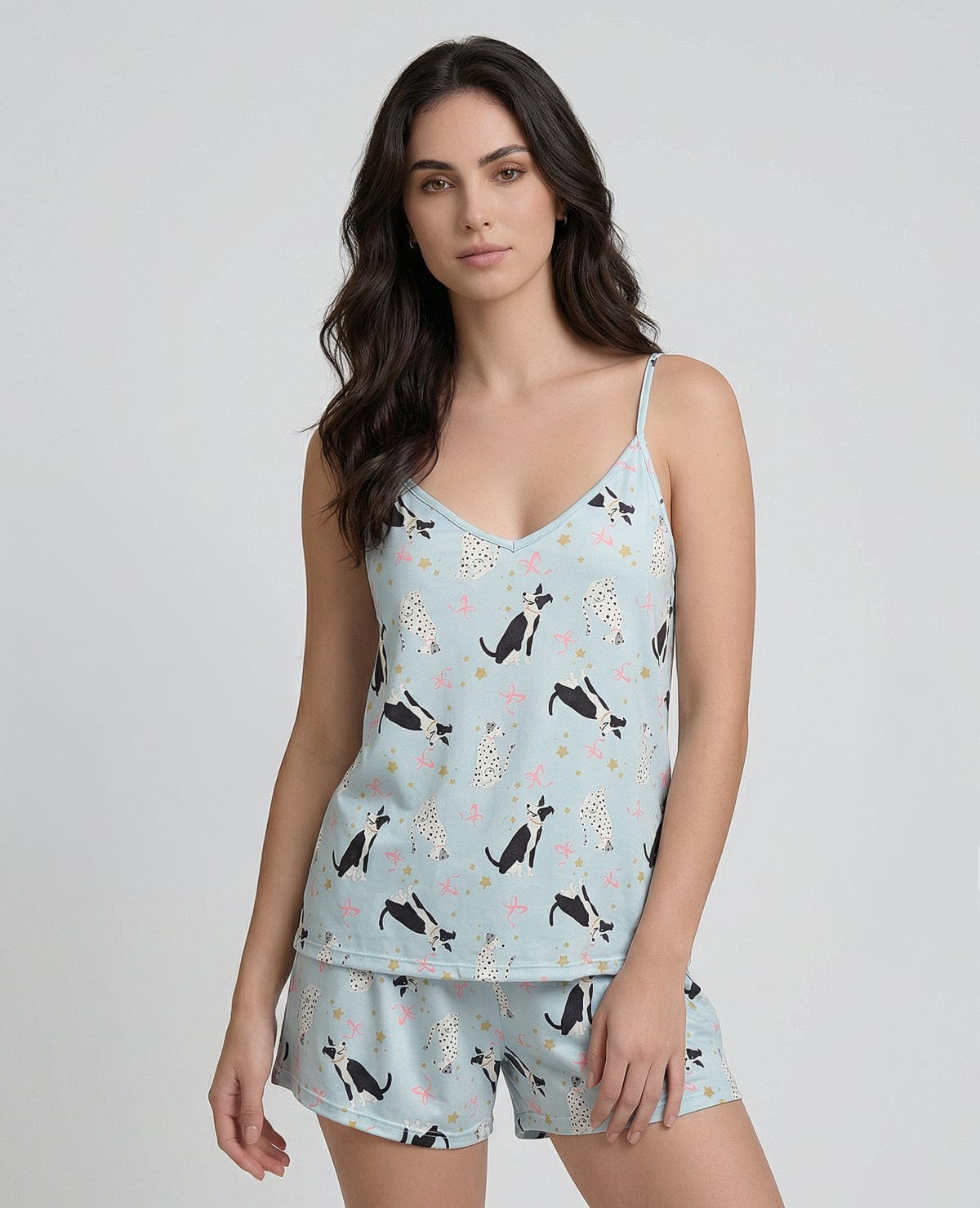 Pijama de Short | Blusa escote en V | Tiras ajustables - imagen 1