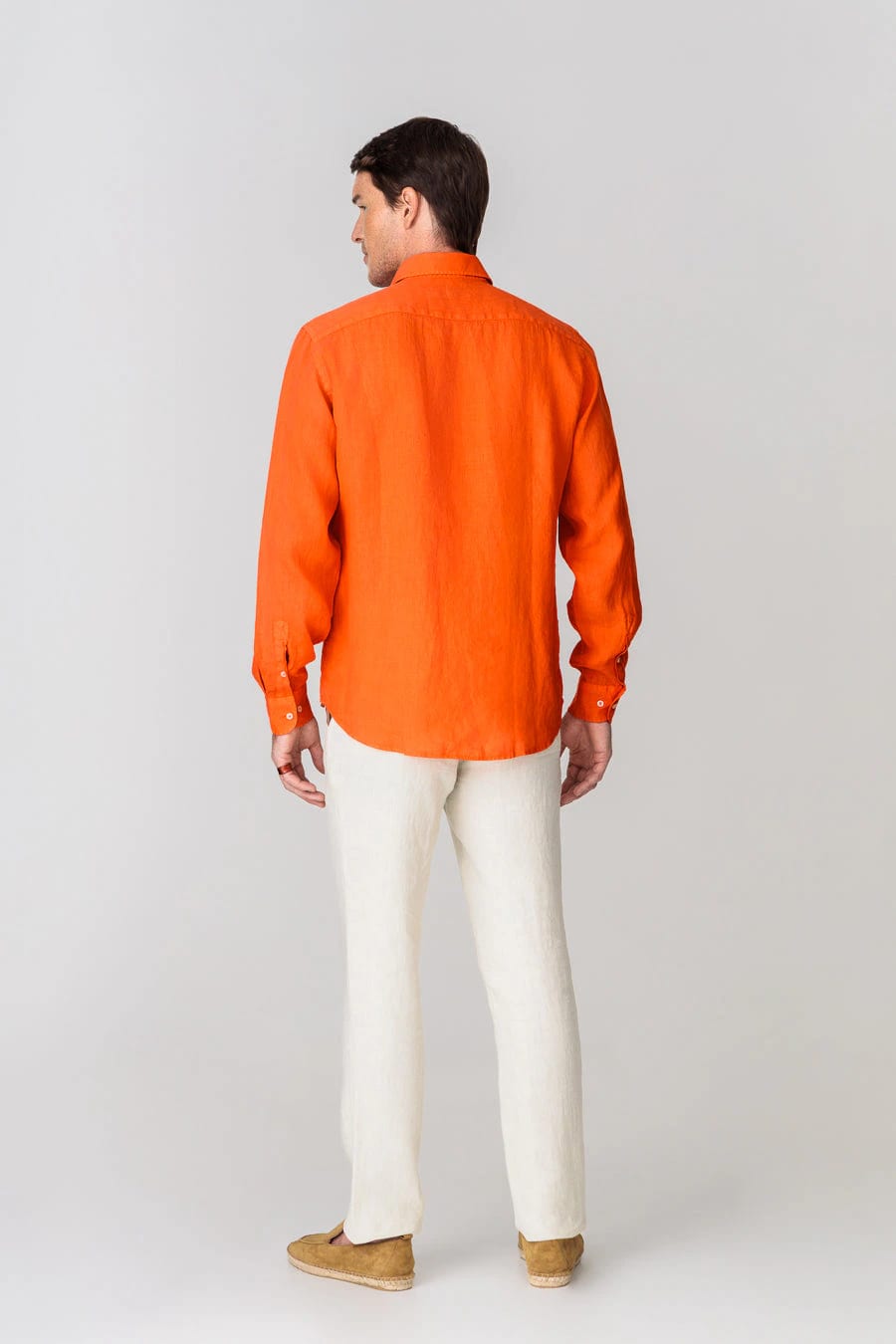 Men's linen shirt orange - imagen 4